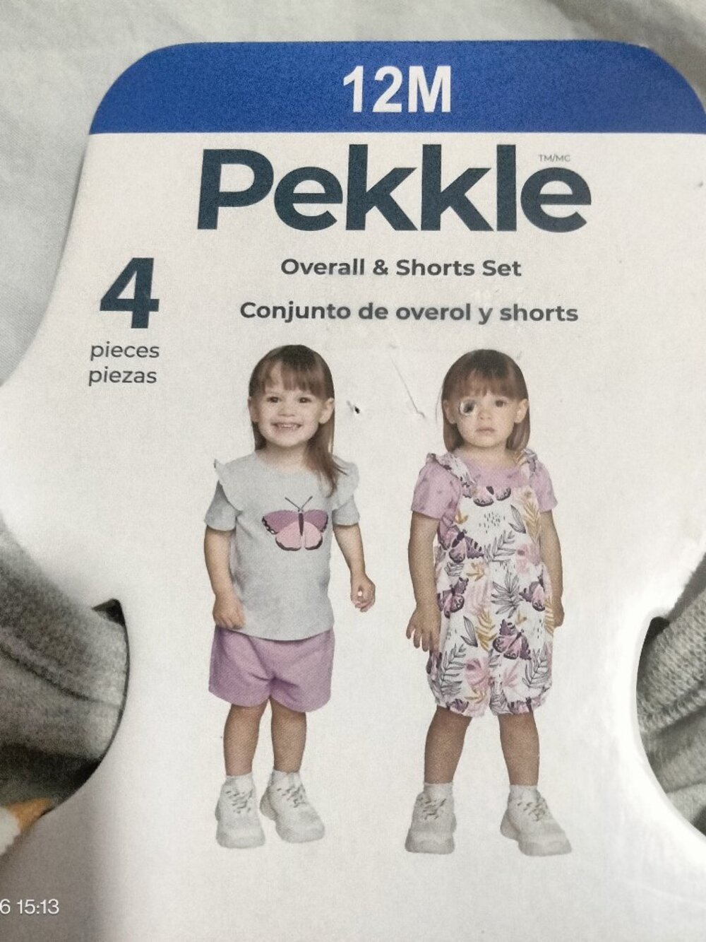 Pekkle Baby Girl 4-Piece Overall & Shorts Set Size 12M Butterfly Pink NWT